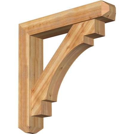 Ekena Millwork Merced Craftsman Rough Sawn Bracket w/ Offset Brace, Western Red Cedar, 8"W x 44"D x 44"H BKT0806X44X44MRC04RWR